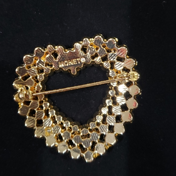 Monet Red Heart Jeweled Brooch - Picture 2 of 2